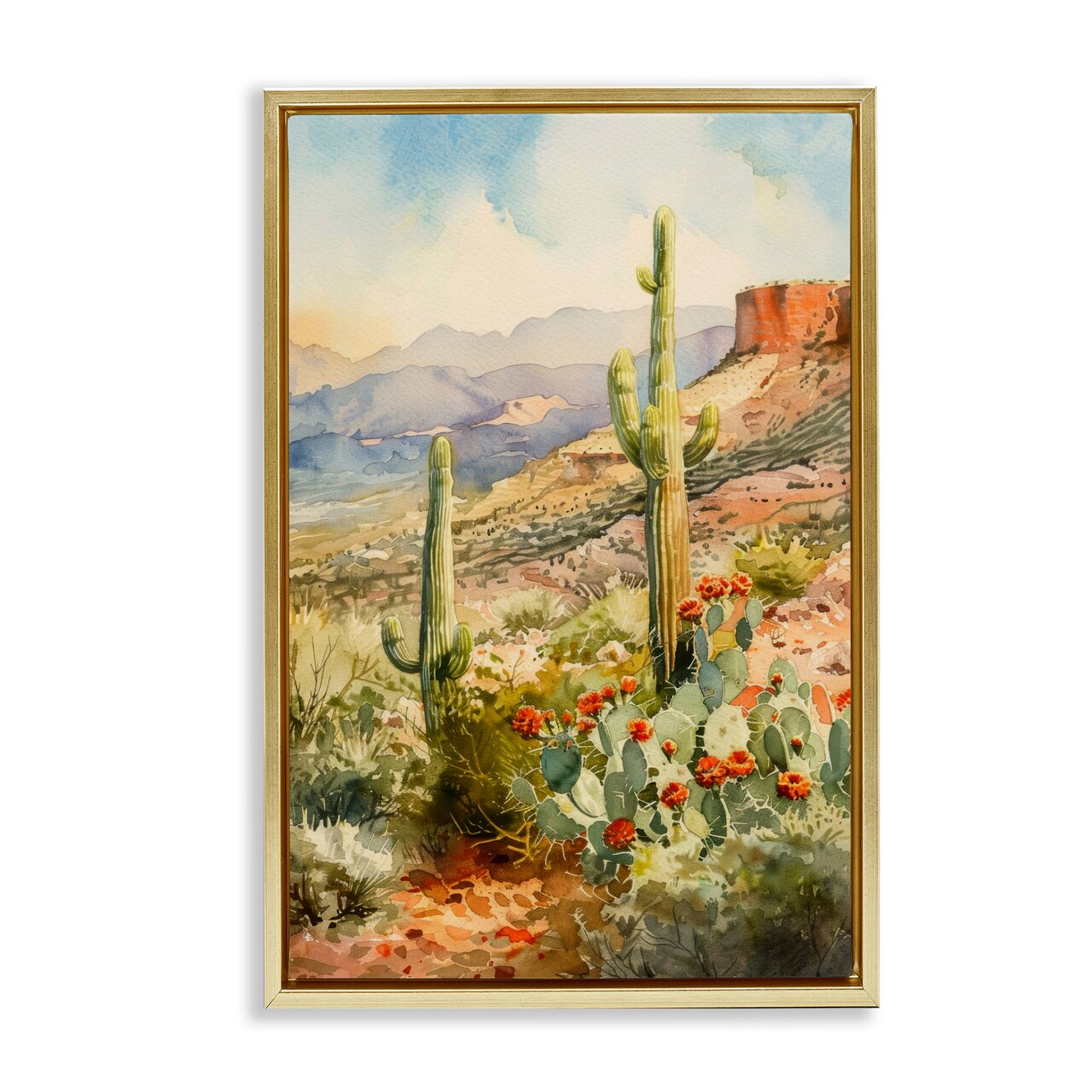 Stupell Industries Standing Tall Cacti Nature Floater Framed Canvas Wall Art Design by LSR Design Studio